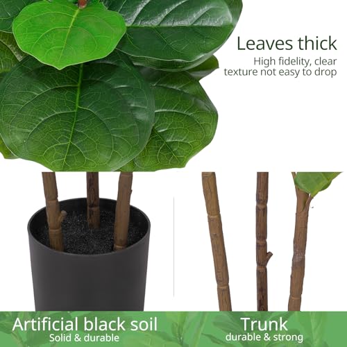 YEPDIN Artificial Fiddle Leaf Fig Tree 5FT Faux Fiddle Leaves Fig Tree Artificial Plants in Pot for Indoor Outdoor Fake Tree Plants - style: 5 FT