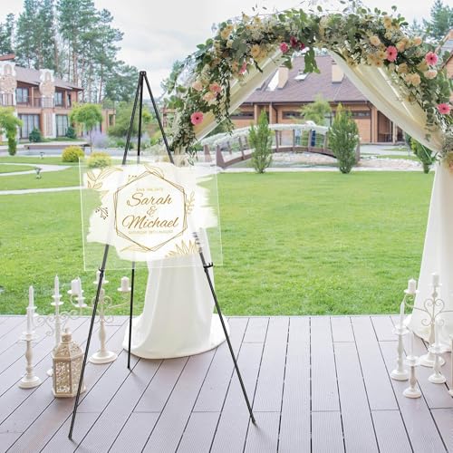 Thicken Display Easel Stand for Wedding - 63" Instant Tripod Collapsible Portable Sturdy Floor Easel - Easy Folding Adjustable Poster Metal Stand for Signs, Display Show, Artist, Art, Painting - Black - style: Black