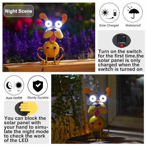 Dog Solar Lights Outdoor,Yard Art Metal Dog Statues,Outdoor Funny Statue for Garden Decor Yard Lawn Ornaments - style: Sit Dog