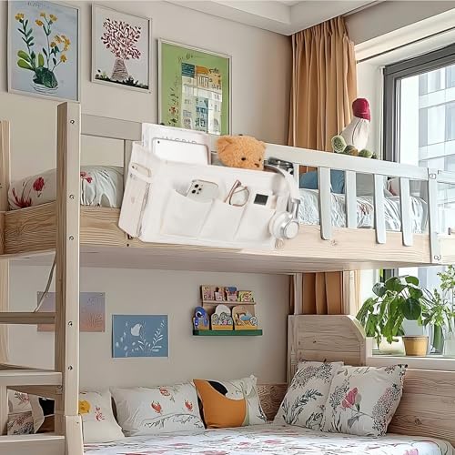 Loghot Bedside Caddy/Bedside Storage Bag Hanging Organizer for Bunk and Hospital Beds,Dorm Rooms Bed Rails,Can be Placed Glasses,Books,Mobile Phones,Keys (New White) - color: 1pc New White