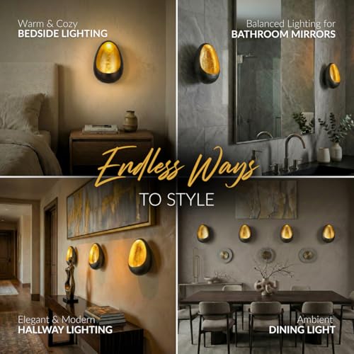 NativeSkins Ember Metal Wall Candle Sconce Set of Two Wall Candle Holders - Set of 2 Handcrafted Decorative Tea Light Sconces for Living Room Gold Tea Holder