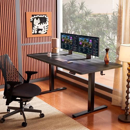 ErGear Height Adjustable Electric Standing Desk, 55 x 28 Inches Sit Stand up Desk, Memory Computer Home Office Desk, Grey - color: Grey, size: 55.1 X 27.6 Inches