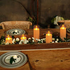 Homemory Amber Flickering Flameless Candles, Battery Operated Acrylic LED Pillar Candles with Remote Control and Timer, Fall Candles, Set of 5 - color: Amber