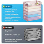 Marbrasse 2 Pack Desk Organizer with Handle, 6 Tier Paper Letter Tray, Mesh Desk File Organizer for Office, School and Home - Pink - color: 2 Pack 6 Tier - Pink