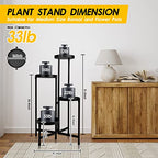 4 Tier Plant Stand Indoor Outdoor, 31 Inch Tall Metal Plant Shelf Waterproof, Plant Holder with Folding Design For Home, Living Room, Black - color: Black