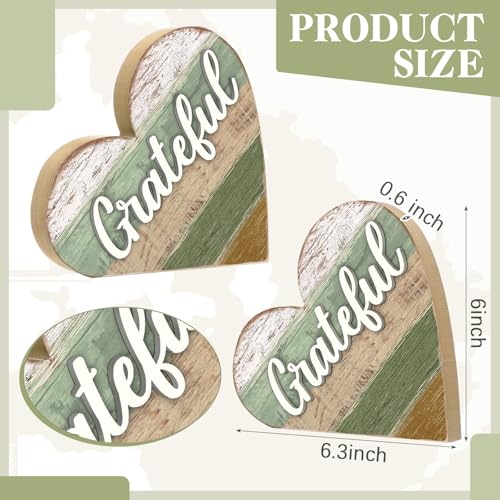Jetec 2 Pcs Rustic Wooden Heart Table Decor, Daisy Farmhouse Home Decor, Bless This Home & Be Kind Sign for Living Room, Dining Room, Shelf & Mantel, Ideal Housewarming & Birthday Gift(Blessed Style) - style: Blessed Style
