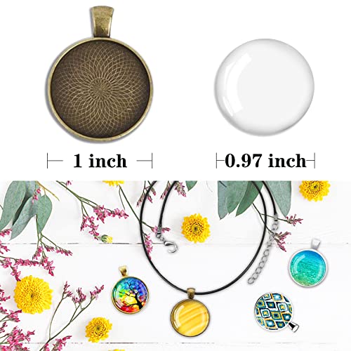 210Pcs Pendant Trays Kit, Bezel Pendant Trays Charms Bulk with Glass Cabochon and Necklace Cords Set for Homemade Necklaces, Jewelry Making, DIY Crafts, Resin Art and Paint Pour Skins - size: 210 PCS