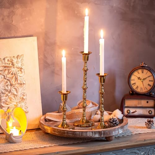 Brass Candlestick Holders Vintage: Tall Gold Taper Candle Holder Set of 30 Antique Candle Stick Holders for Christmas Wedding Centerpieve Living Room Mantle Home Decor Bridal Shower - size: 10 Sets(30 Pcs)