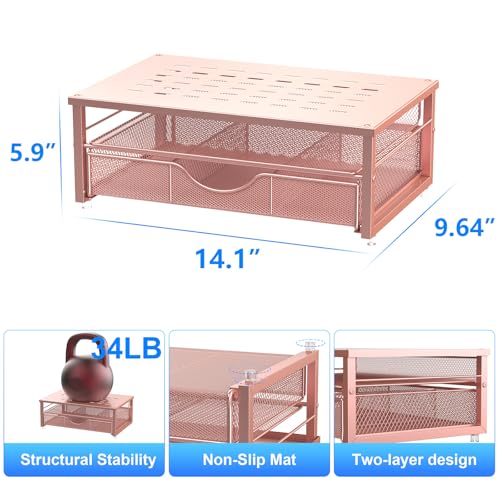 gianotter Computer Monitor Stand Riser, office organizer with Drawer, Office Organizers Storage for Classroom Office Supplies (Rose) - color: Rose