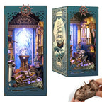 Book Nook Kit with Dust Cover & Stickers, Dust Cover, Bookshelf Insert Decor for Birthday, 3D Wooden Bookends Puzzle, Miniature Dollhouse Kit for Adults, Teens, Beginners（Mysterious Underwater） - style: Mysterious Underwater
