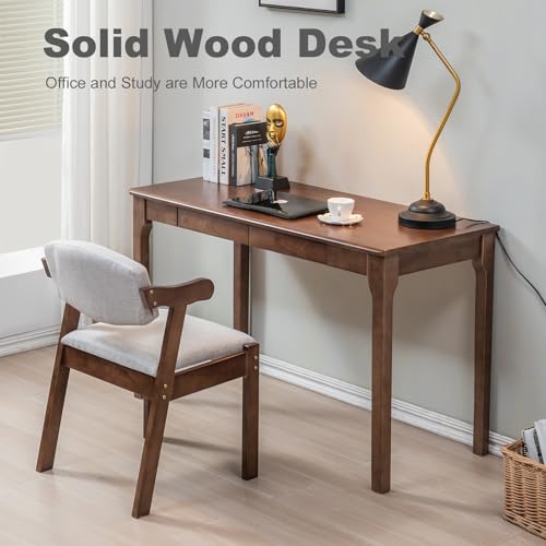 Solid Wood Desk with Drawers, Small Computer Desk for Small Spaces, Gaming Study Home Office Desks for Work, Student PC Desk for Bedroom, Escritorios para Cuartos - color: Cherry Color, size: 39.4 inch