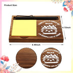 FOUGSTA Fun Office Decor - Wooden Notepad Pen Holder With Humorous Quotes, 16.5 x 12 cm - style: FINE