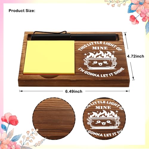 FOUGSTA Fun Office Decor - Wooden Notepad Pen Holder With Humorous Quotes, 16.5 x 12 cm - style: FINE