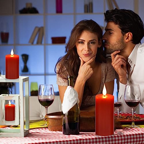 Flameless Flickering Battery Operated Candles 9PACK Real Wax Pillar LED Candles with 10-Key Remote Control and 24 Hours Timer for Wedding, Party, Home Decoration (Red) - color: H03# Red 9pack Real wax