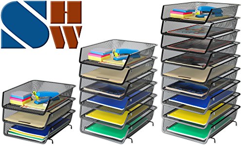 Simple Houseware Stackable Desk File Document Letter Tray Organizer, 3 Packs, Black - color: Black, size: Standard Entry