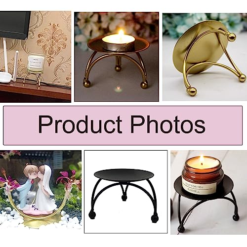2 Pack Scented Candle Holder Aromatherapy Jar Candle Candle Iron Plate Stand for Home Scented Wick Candle Flickering Flameless Candle Battery Operated Outdoor LED Candles