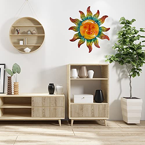 JOYBee Metal Sun Face Wall Art Decor-Sunface all Decor-Home Decor Artistic Sun Face Metal Wall Sculpture for Indoors or Outdoors Kitchen Farmhouse patio porch (13.25 * 12.5inch) - color: Color sun