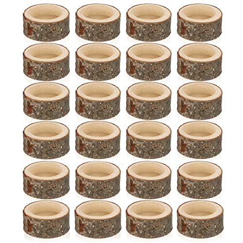 OwnMy Set of 24 Wooden Tea Light Candle Holders Votive Candle Holders, Rustic Wooden Pillar Candle Stands Vintage Wooden Tealight Holders Set Candle Centerpieces for Dining Table Wedding Party, 1" H - size: 1" H