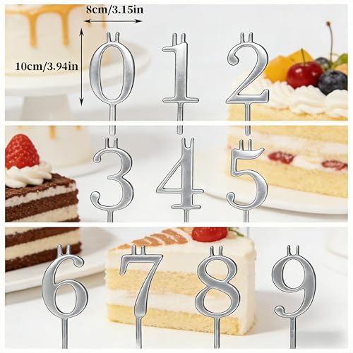Reusable Stainless Steel Number Candle Holder Set for Birthday Cakes