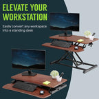 TechOrbits Standing Desk Converter - 42 Inch Adjustable Sit to Stand Up Desk Workstation, MDF Wood, Ergonomic Desk Riser with Keyboard Tray, Desktop Riser for Home Office Computer Laptop, Black 42" - size: 42" MDF Wood