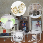 Championship Ring Display Case 3pcs Clear Acrylic Plastic Baseball Display Case Small Showcase with Mini Card Stand Holder Square Storage Box for Jewelry Sport Ring Candy Box - style: Ring