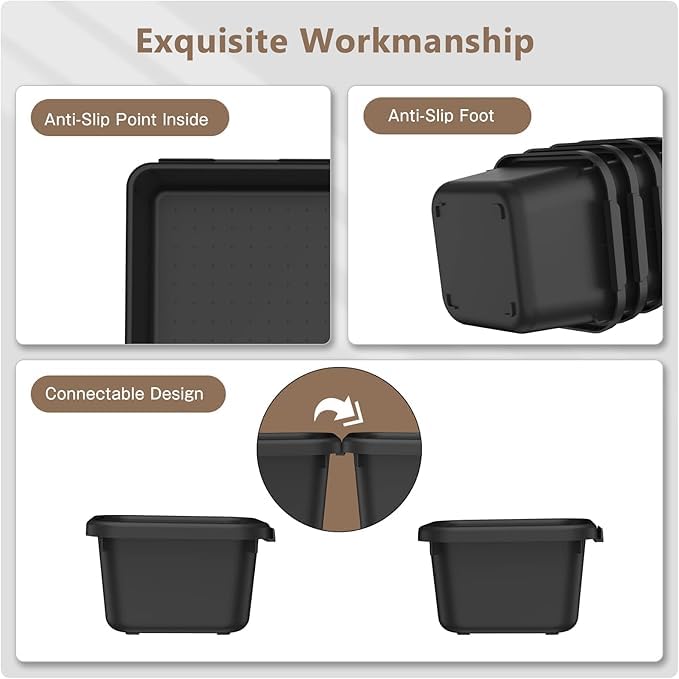 A-LuGei【X-Large Size【5 Pcs】 Tool Box Organizer Tray Divider【Single Size】 Black Plastic Desk Drawer Organizer Garage Organization for Wrench Plier Hammer Bit Socket Extension Screwdriver Bolt Hex key - size: 5pcs-XL Size