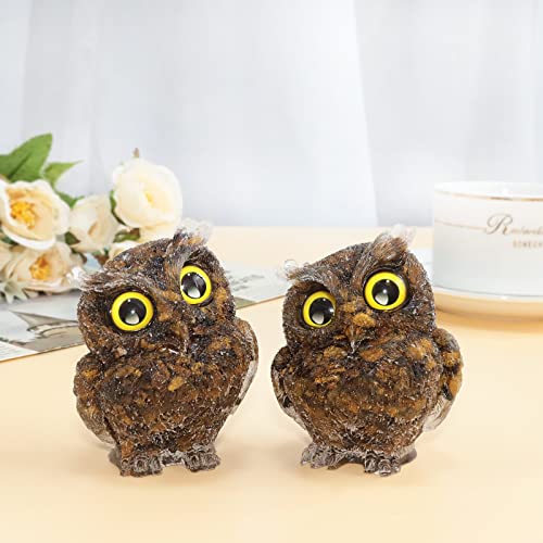 mookaitedecor Tiger's Eye Owl Statue Sculpture Stone, Carved Animals Night Owl Figurine Crystal Ornament for Desktop Office Home Decor, 3 Inch - color: Brown, size: 3 Inch