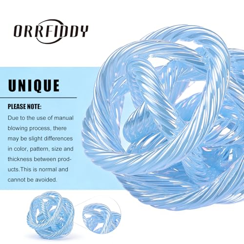 Glass Knot Teal Orbit Ball - 6 Inch Hand Blown Infinity Sculpture Decor Glass Orbit Home Decor Table Decoration Interio Art - color: Light Blue, size: 6" Diameter