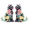 RESACO 2 Pieces Cat Wall Art Decor Iron Wall Sculptures Decor for Cats Lover Floral Cat Design for Home Living Room Bedroom Kitchen Office