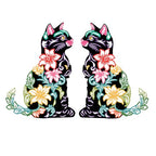 RESACO 2 Pieces Cat Wall Art Decor Iron Wall Sculptures Decor for Cats Lover Floral Cat Design for Home Living Room Bedroom Kitchen Office