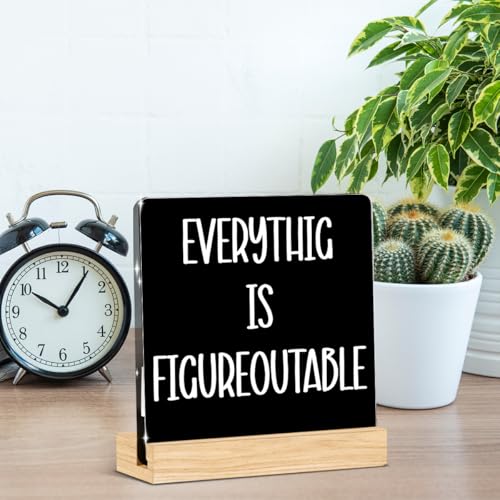 Funny Office Decor Funny Desk Decor Everything Is Figureoutable Sign Acrylic Inspirational Gifts for Women Men Boss Coworker Friend Home Office Decorations - color: Everythig Is Figureoutable