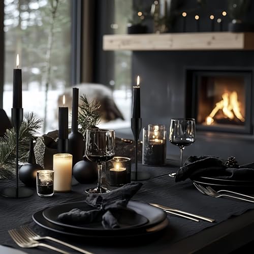 Black Staggered Tall Taper Candle Holders Set of 6, Modern Metal Taper Candlestick Holder, Wedding Table Mantel Centerpiece, Farmhouse Dining Party Home Festival Decorations - color: Black, size: Set of 6