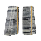 Main + Mesa Modern Marble Bookends with Brass Detail, Set of 2, Grey - color: Black