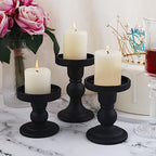 3-Piece Set of Black Glass Candlestick, Crystal Candlestick Holder Holder and Conical Candle, Christmas Candle Holder Decoration, Family Living Room Wedding Candle Holder (black1set) - color: Black