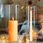 Hurricane Candle Holder,Open Ended Glass Candleholder Multiple Size Choices,Clear Cylinder Glass Candle Holder for Wedding Centerpieces, Home Decor(6 PCS,H:12" D:4") - size: 4''×12''H 6PCS