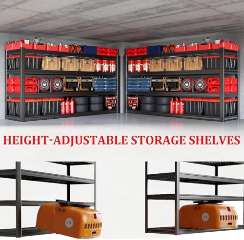 70" W Garage Shelving Heavy Duty, 4 Tier Garage Shelves, 69" H Adjustable Storage Shelving Unit, Commercial Metal Shelves for Warehouse, Basement - size: 70"Wx24Dx69"H | 4 Tier