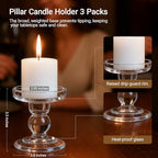 Glass Candle Holders for Pillar Candle, Unity Candle Holder Set of 3 for Wedding Ceremony Set, Candlestick Holder for Table or Home Decoration