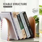 Wooden Bookends 2 Pcs,Baseball Red Lace Heavy Duty Office Book Ends Anti Slip Book Shelf Holder with Metal Base Decorative Book Stands - color: Baseball Red Lace