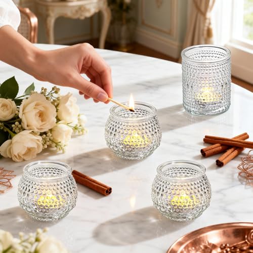 Rubtlamp 24 Pack Votive Candle Holder, Clear Glass Tea Light Candle Holders, Vintage Candle Holder for Floating Candle, Tealight Candle Holders for Centerpiece Wedding Decor Home Decoration - color: Clear
