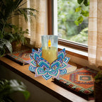 DIY Diamond Art Painting Candlestick Holders 5.71in Mandala Flower Shape Desk Candle Tray Tabletop Ornaments for Wedding Ramadan Party Home Table Centerpiece-Mandala05 - color: Mandala05