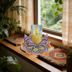 DIY Diamond Art Painting Candlestick Holders 5.71in Mandala Flower Shape Desk Candle Tray Tabletop Ornaments for Wedding Ramadan Party Home Table Centerpiece-Mandala04 - color: Mandala04
