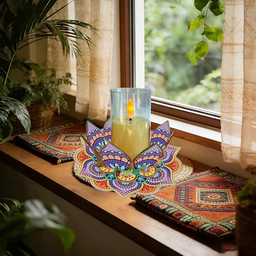 5D DIY Diamond Art Painting PVC Flower Candle Holders Tealight/Tea Light/Votive Candle Holder, for Table Centerpiece Home Décor Party Wedding Dinning-Flower-4 - color: Flower-4