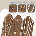 MOOCA Portable Wooden Necklace Jewelry Stand, Display Up to 12 Necklaces Storage Holder, Jewelry Display Stand, Brown Color - color: Brown, 12 Necklaces