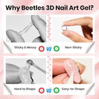 Beetles 3D Gel Nail Art with 3D Mold,Pink Solid Builder Nail Gel,Non-Sticky Sculpting 3D Nails & Dual-Ended Sculpture Pen & Stiletto Dual From, Beginner Friendly DIY at Home,Ballet Whisper - color: B5-Pink Solid Builder Gel