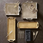 Santa Barbara Design Studio Serving Tray with Handles Rectangular Aluminum Platter, Small, Gold