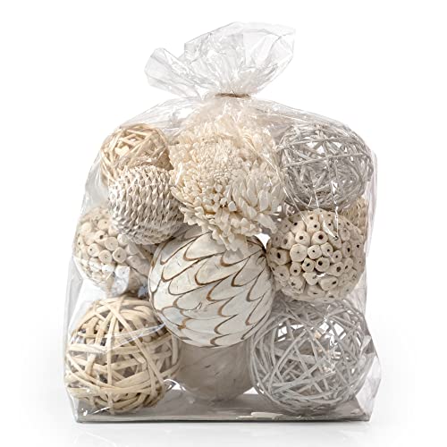 ANDALUCA Large Decorative Balls Bowl Filler Decor Orbs White & Cream (Natural White) - color: Natural White
