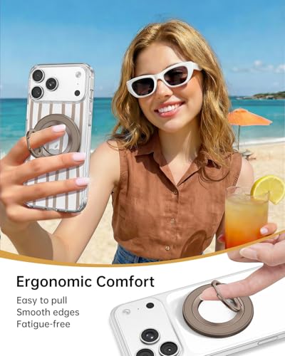 SYNCWIRE Magnetic Phone Ring Holder for MagSafe, 360° Rotation Cell Phone Grip Stand Finger Ring Kickstand Two-Sided Magnet Compatible with iPhone 17 Pro Max 16 15 14 13 12 MagSafe Accessories - color: Single Ring-1PCS-Desert Gold