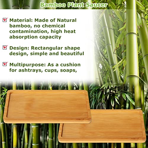 10PCS Mini Bamboo Display Trays - 7"x3.4" Small Decorative Bamboo Trays for Vanity, Plants, Candles, Keys, Soap, Jewelry, Tealight - Not for Serving Heavy Food