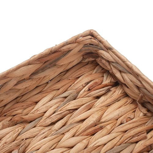 Water Hyacinth Rectangular Serving Tray for Coffee Table Natural Storage Baskets with Handles for Home and Kitchen Decor Set of 2
