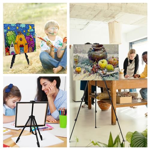 AROIC 17-66 Inch Art Easel Stand, Sturdy Aluminum Tripod for Table Top & Floor Painting - Portable Adjustable Display Easel for Canvases with 1 Storage Bag | Studio, Hobby & Professional Artist Easels - style: 1P